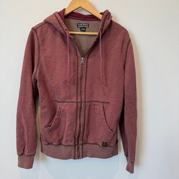 Lucky Brand Men's Full Zip Hoodie Heathered Red Sweatshirt Small - Picture 1 of 5
